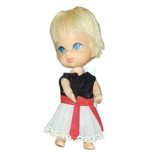 3.5" 1965 Mattel Little Kiddle Doll W/ Patriotic Dress Made in Japan